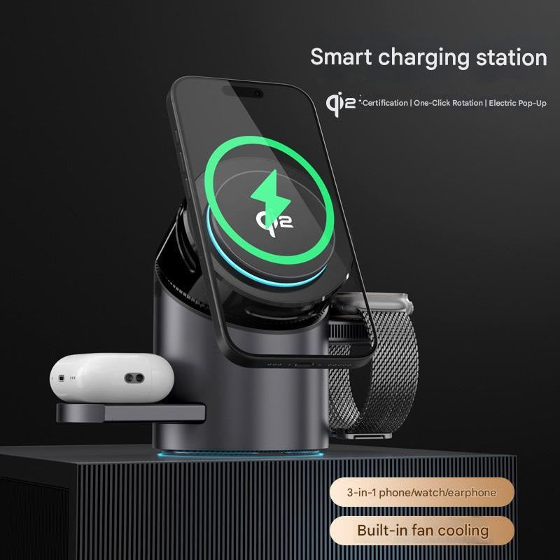 3-in-1 Magnetic Wireless Charger with Electric Pop-Up | Qi2 Certified