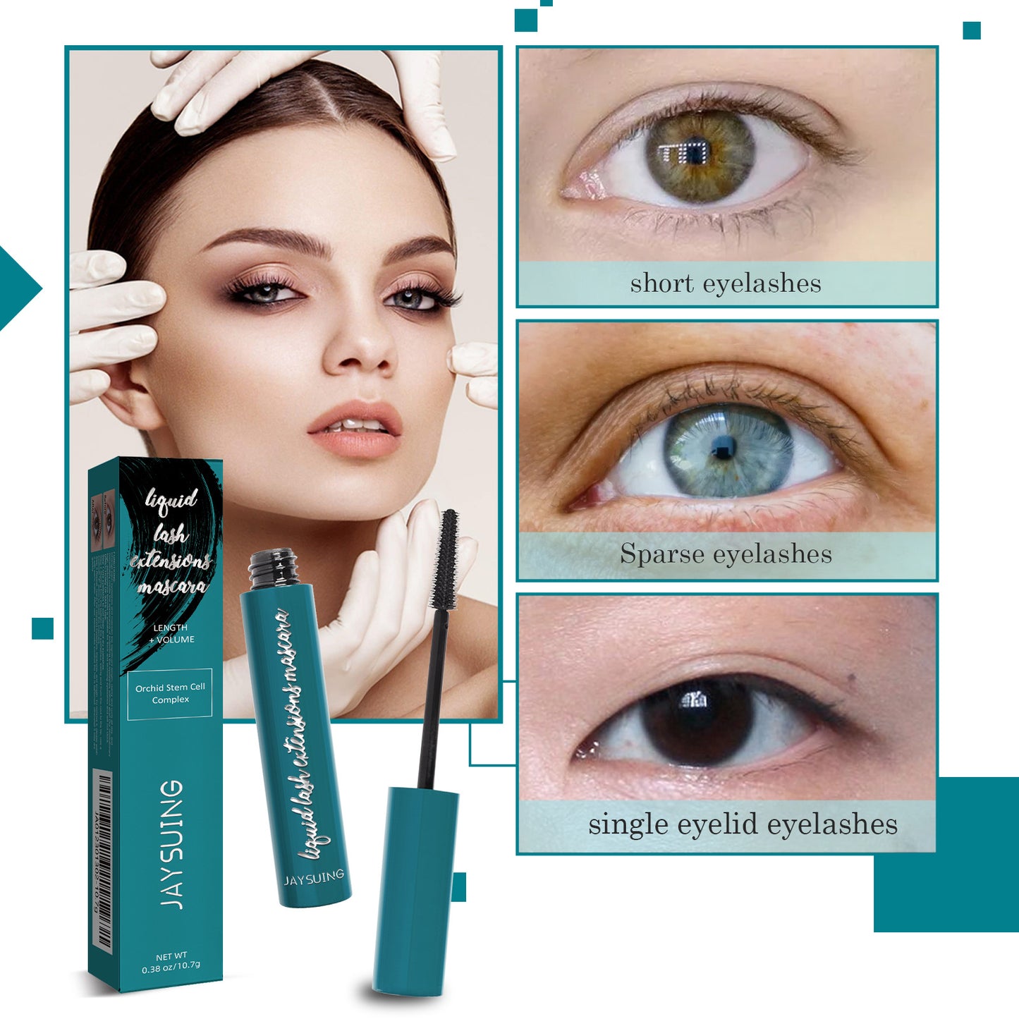Jaysuing Lengthening & Volumizing Black Mascara – Long-Lasting, Smudge-Proof Curl & Definition