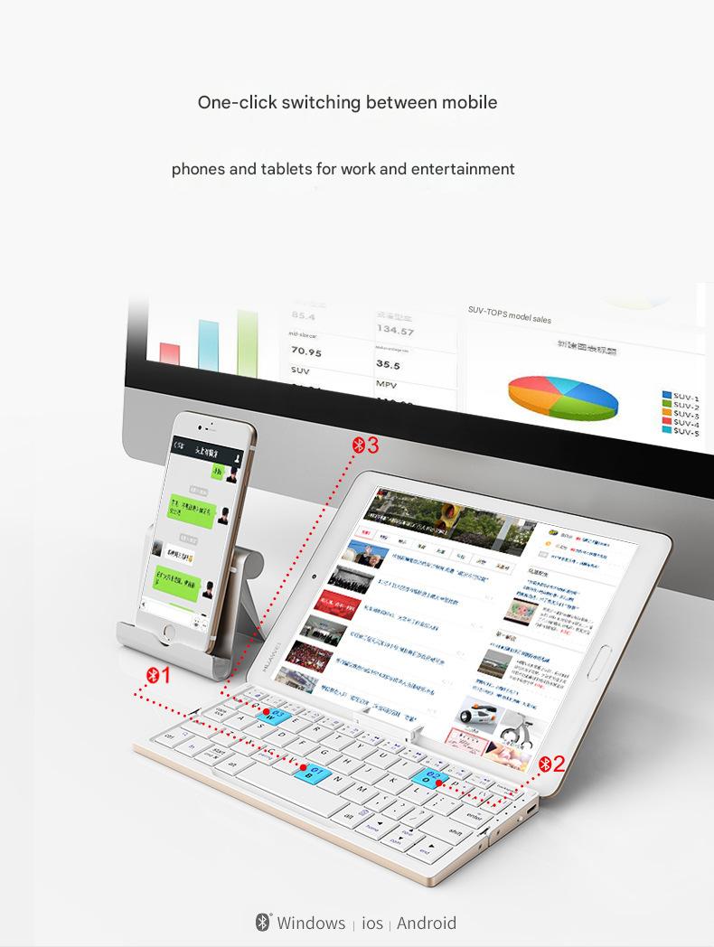 TikTok Hot Sale | BOW Foldable Bluetooth Keyboard – Portable Universal Keyboard for iPad, Android, Xiaomi & Smartphones