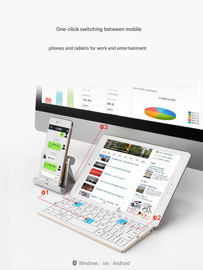 TikTok Hot Sale | BOW Foldable Bluetooth Keyboard – Portable Universal Keyboard for iPad, Android, Xiaomi & Smartphones