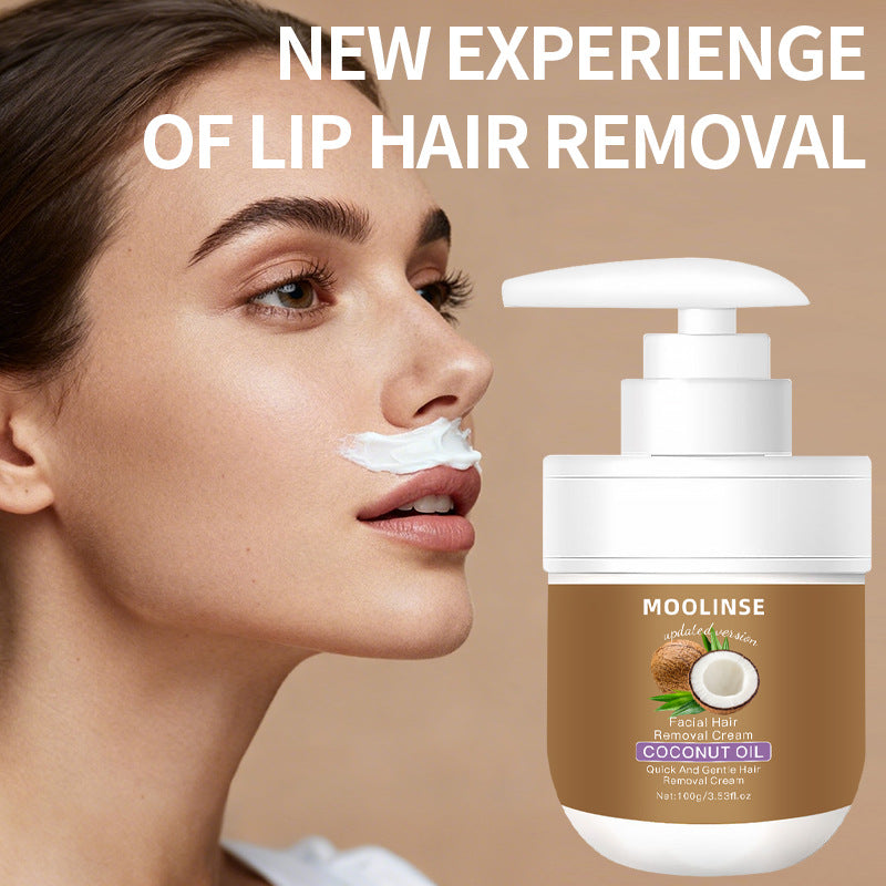 TikTok Hot Sell Coconut Oil Facial Hair Removal Cream – Gentle & Painless Smooth Skin