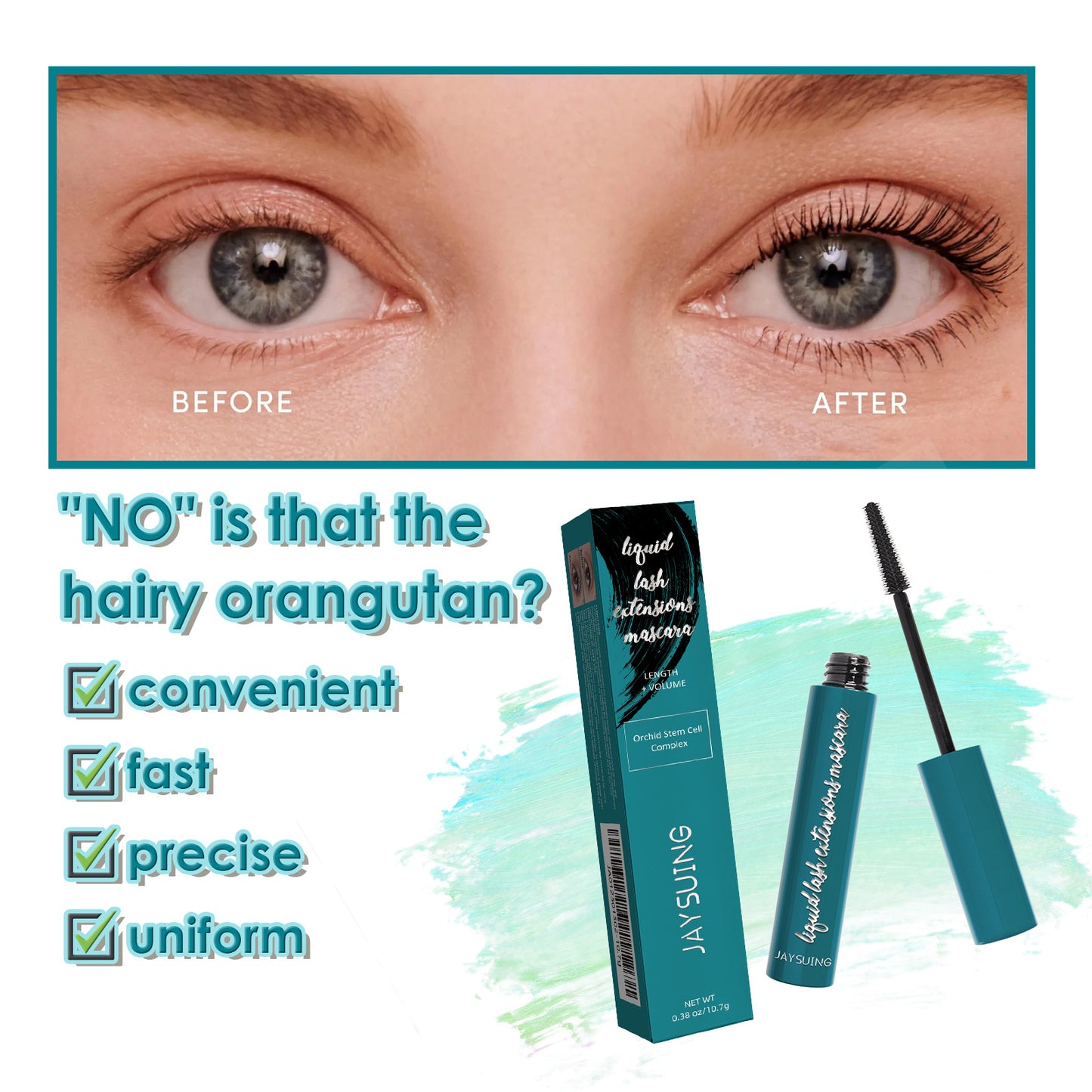 Jaysuing Lengthening & Volumizing Black Mascara – Long-Lasting, Smudge-Proof Curl & Definition