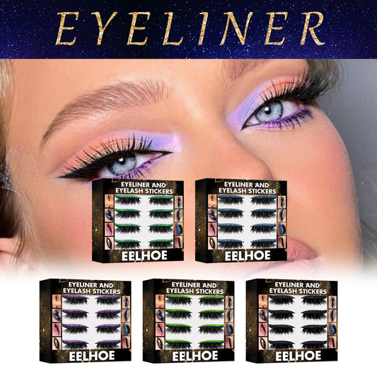 EELHOE Self-Adhesive Eyeliner & Eyelash Stickers – 5 Glitter Colors, No Glue, Reusable Eye Makeup Strips