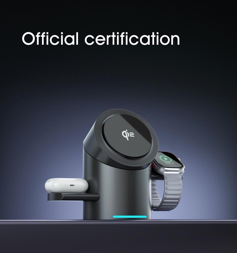 3-in-1 Magnetic Wireless Charger with Electric Pop-Up | Qi2 Certified