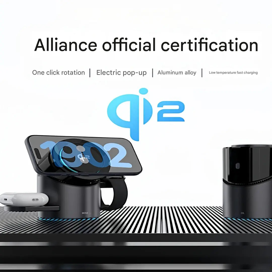 3-in-1 Magnetic Wireless Charger with Electric Pop-Up | Qi2 Certified