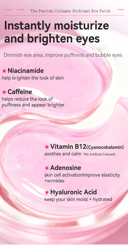 TikTok Viral Collagen Hydrogel Eye Patches (60 Pcs) – Depuffing, Hydrating & Brightening Eye Masks