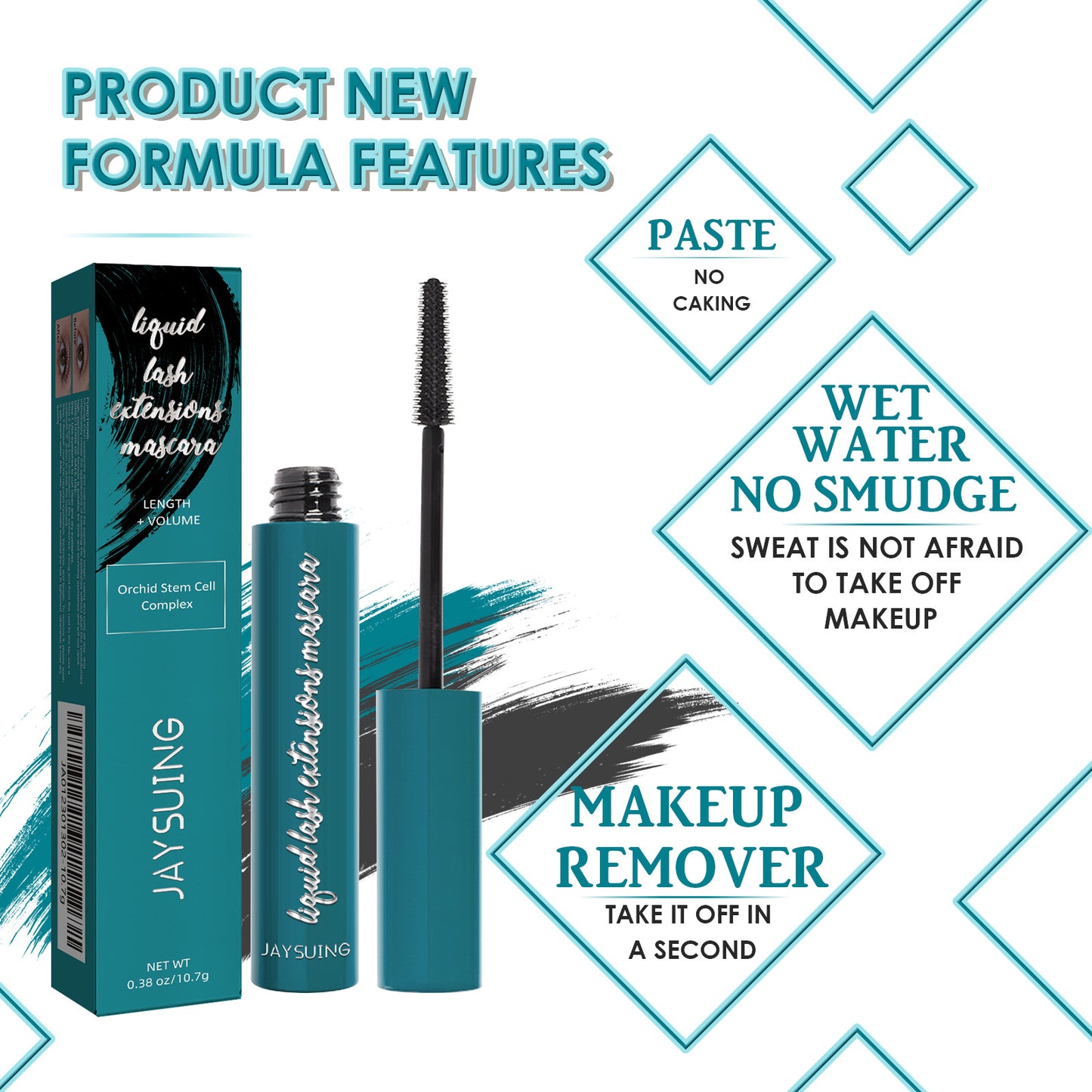 Jaysuing Lengthening & Volumizing Black Mascara – Long-Lasting, Smudge-Proof Curl & Definition