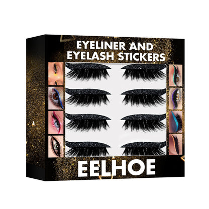 EELHOE Self-Adhesive Eyeliner & Eyelash Stickers – 5 Glitter Colors, No Glue, Reusable Eye Makeup Strips