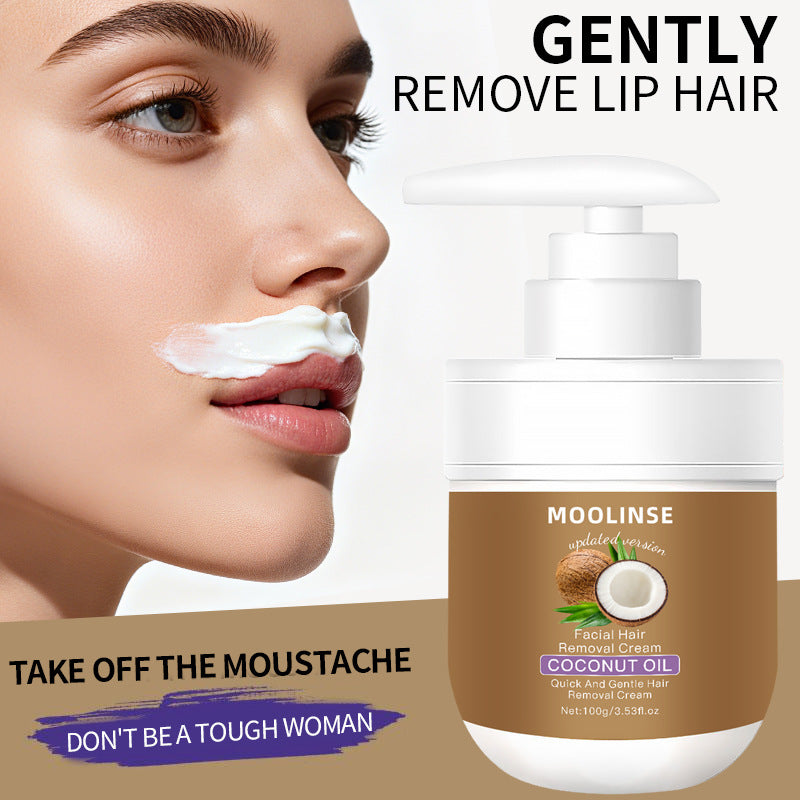 TikTok Hot Sell Coconut Oil Facial Hair Removal Cream – Gentle & Painless Smooth Skin