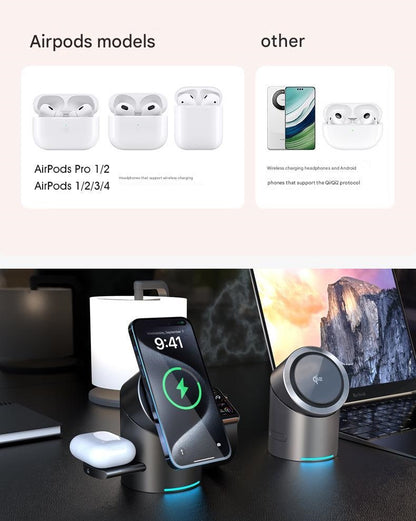 3-in-1 Magnetic Wireless Charger with Electric Pop-Up | Qi2 Certified