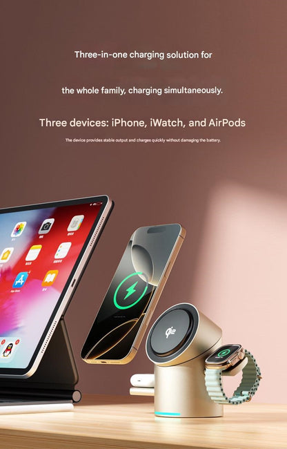 3-in-1 Magnetic Wireless Charger with Electric Pop-Up | Qi2 Certified