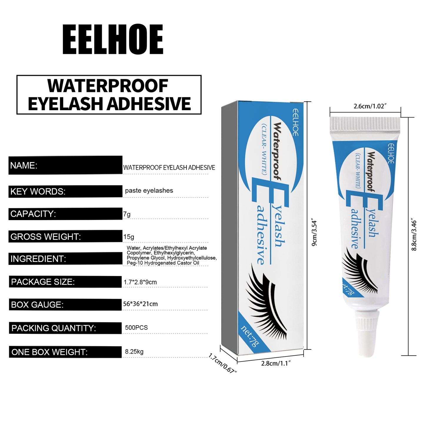 EELHOE Eyelash Glue – Gentle, Quick-Dry, Long-Lasting & Easy Removal Lash Adhesive