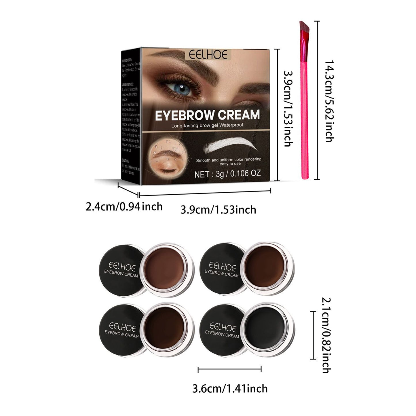 EELHOE Walnut Brown Brow Tint Gel – Waterproof, Smudge-Proof & Long-Lasting Natural Wild Brows