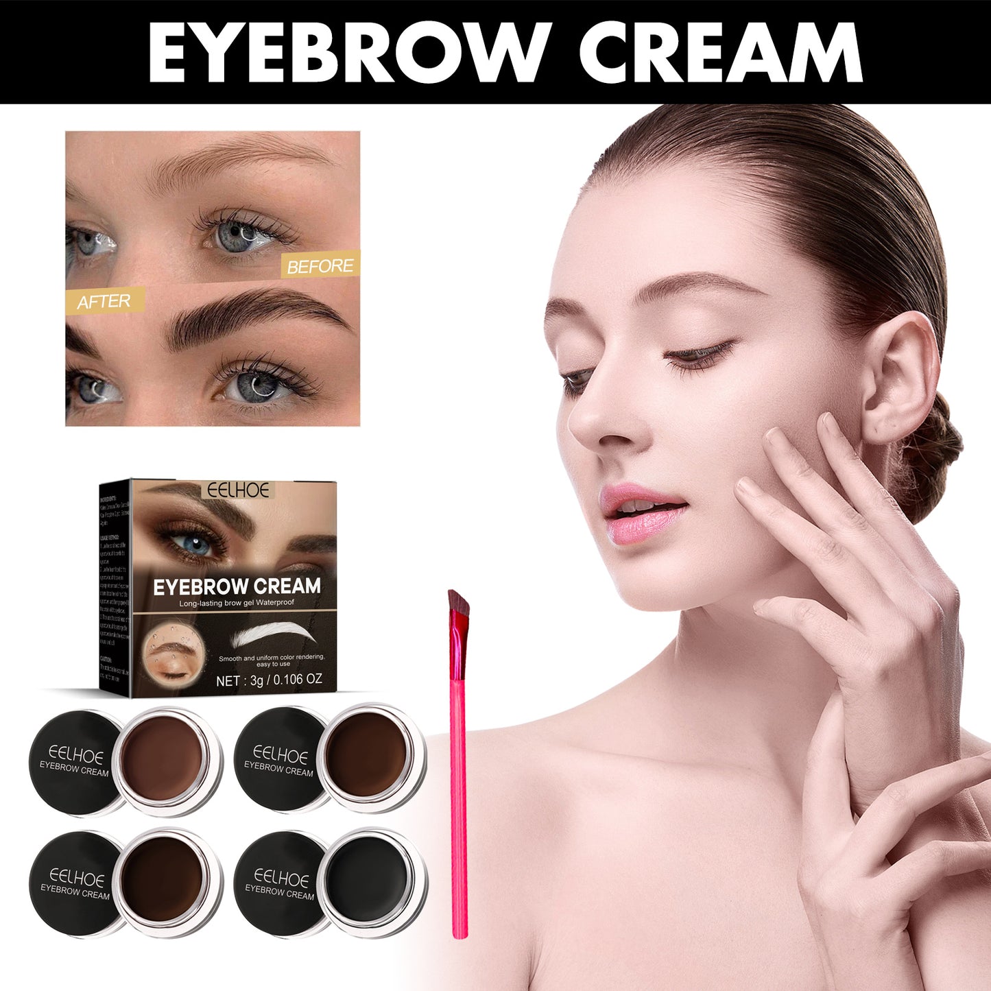 EELHOE Walnut Brown Brow Tint Gel – Waterproof, Smudge-Proof & Long-Lasting Natural Wild Brows