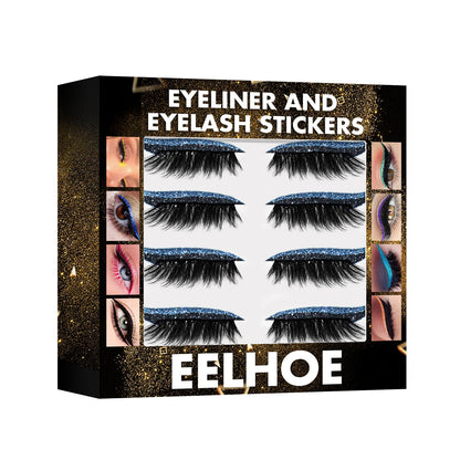 EELHOE Self-Adhesive Eyeliner & Eyelash Stickers – 5 Glitter Colors, No Glue, Reusable Eye Makeup Strips