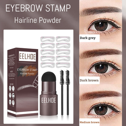 EELHOE Lazy Brow Stamp Kit (Black Box) | Waterproof Brow Powder & Hairline Filler