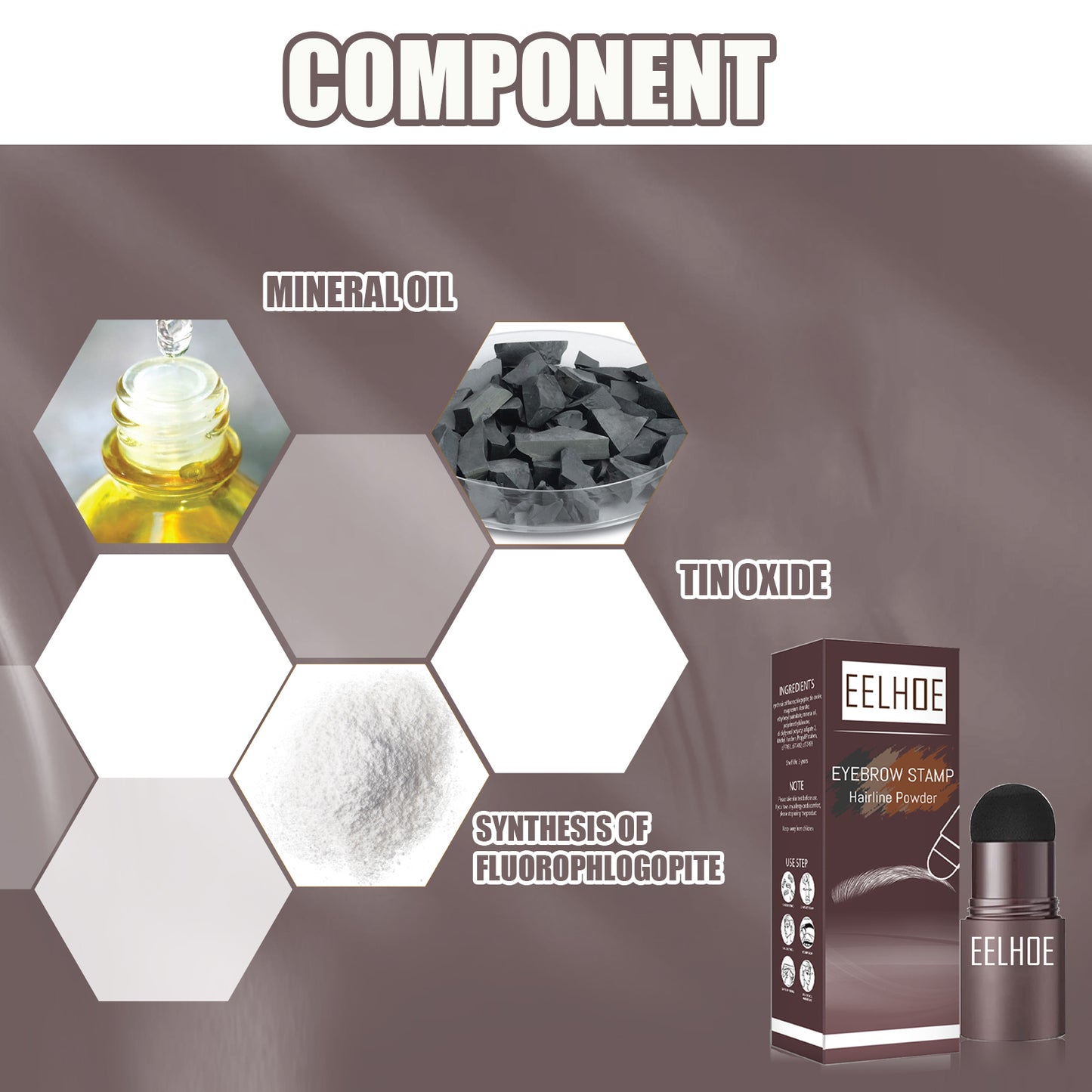 EELHOE Lazy Brow Stamp Kit (Black Box) | Waterproof Brow Powder & Hairline Filler