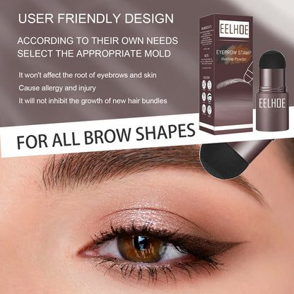 EELHOE Lazy Brow Stamp Kit (Black Box) | Waterproof Brow Powder & Hairline Filler