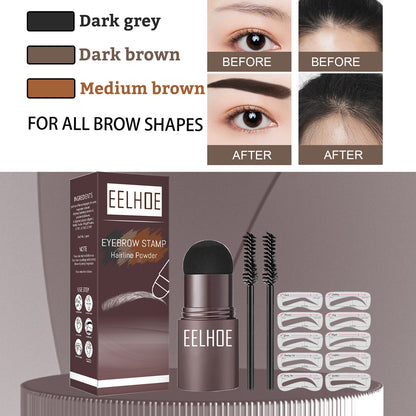 EELHOE Lazy Brow Stamp Kit (Black Box) | Waterproof Brow Powder & Hairline Filler